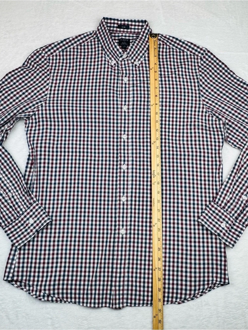 J.Crew Flexed Wash Slim button down dress shirt. Red/ white/ blue. Men’s size L.